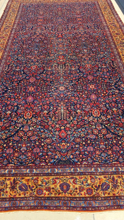 Vintage Large Persian Kashan Rug –10 x 20