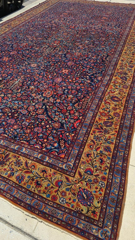 Vintage Large Persian Kashan Rug –10 x 20