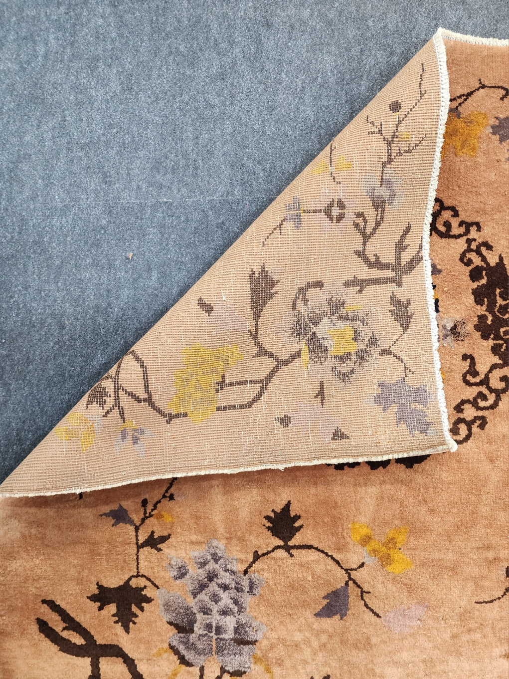 Floral Antique Chinese Nichols Rug | Art Deco Wool Carpet | Circa 1920s-1930s (8 x 10) (#5985)
