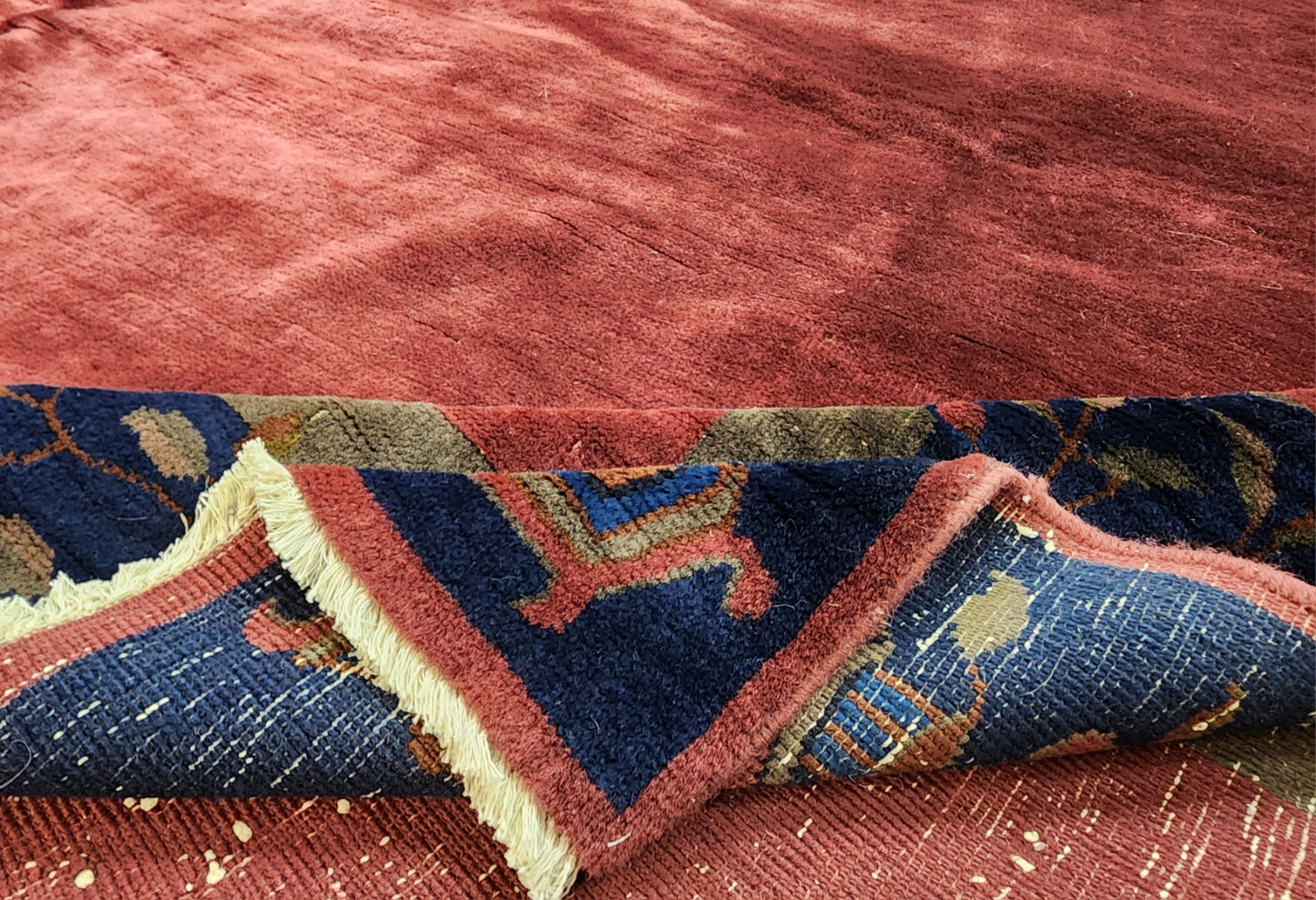 Burgundy Velvet Antique Chinese Peking Rug 5990