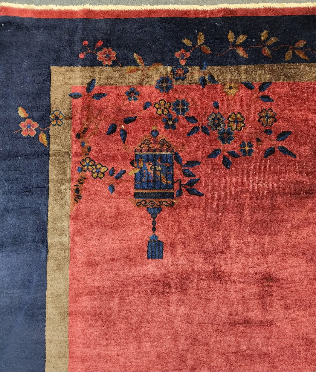 Burgundy Velvet Antique Chinese Peking Rug 5990