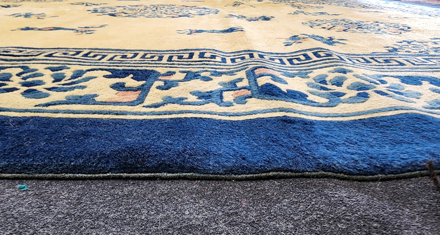 Antique Chinese Peking Rug | Handwoven Wool Carpet | Circa Early 20th Century (9 x 12) (#5994)