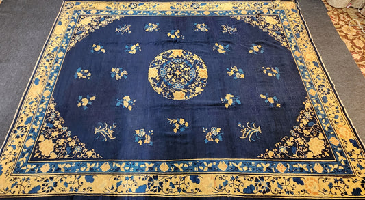 Antique Chinese Peking Rug | Handwoven Wool Carpet | Circa Early 20th Century (9 x 12) (#9149)