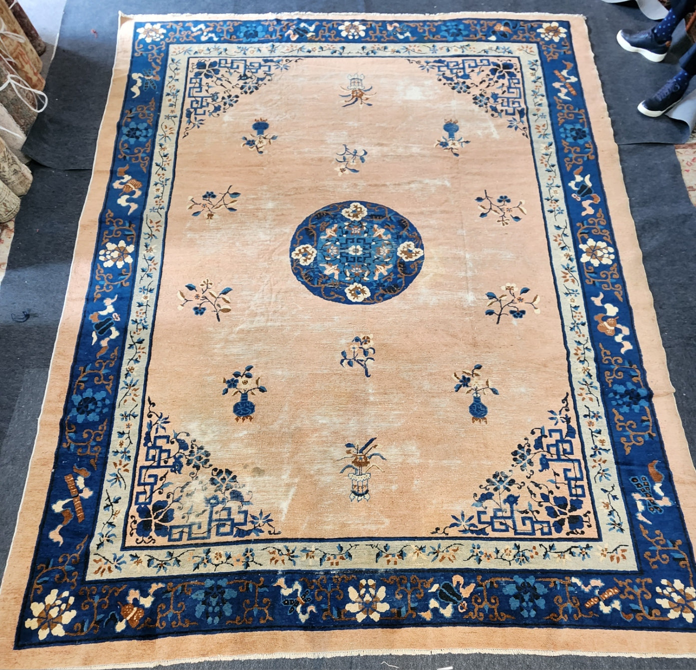 Antique Chinese Peking Rug – Handwoven Wool Carpet (9 x 12 ft)