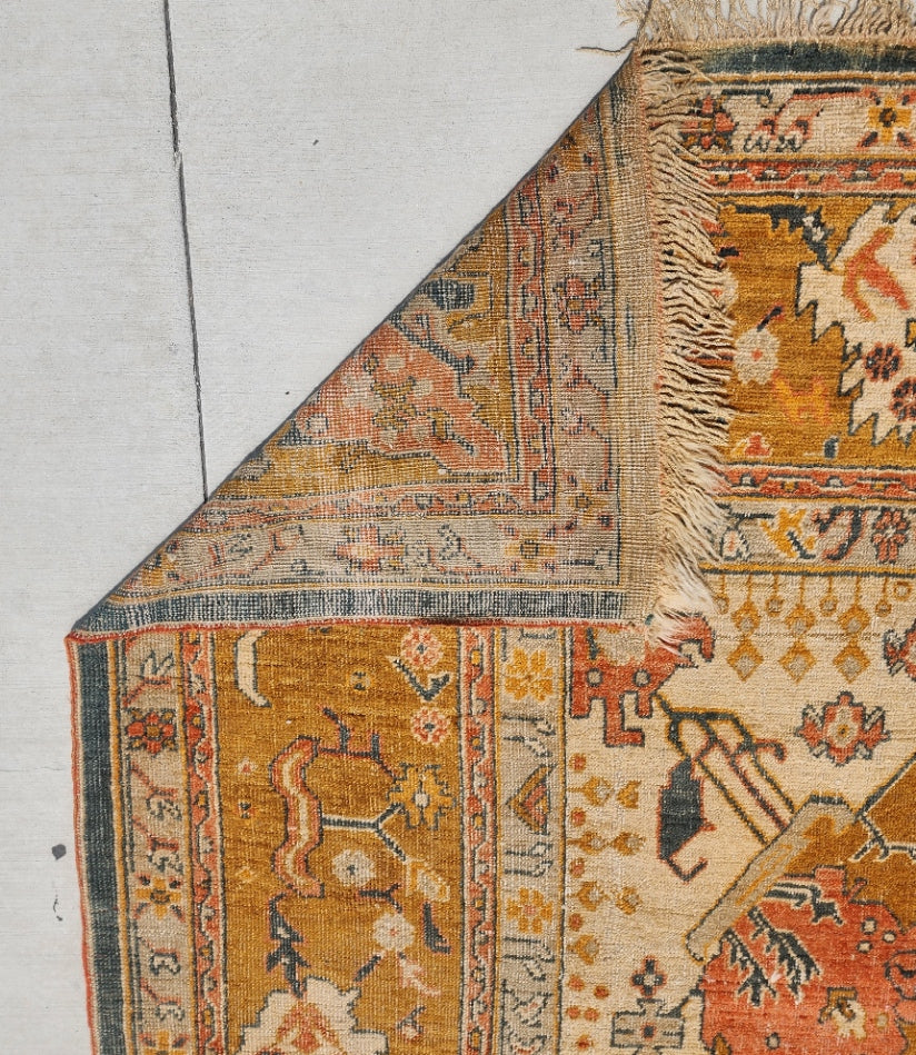 Large Antique Oushak Rug | Circa Early 20th Century | Handwoven Turkish Carpet (13 x 15.3)