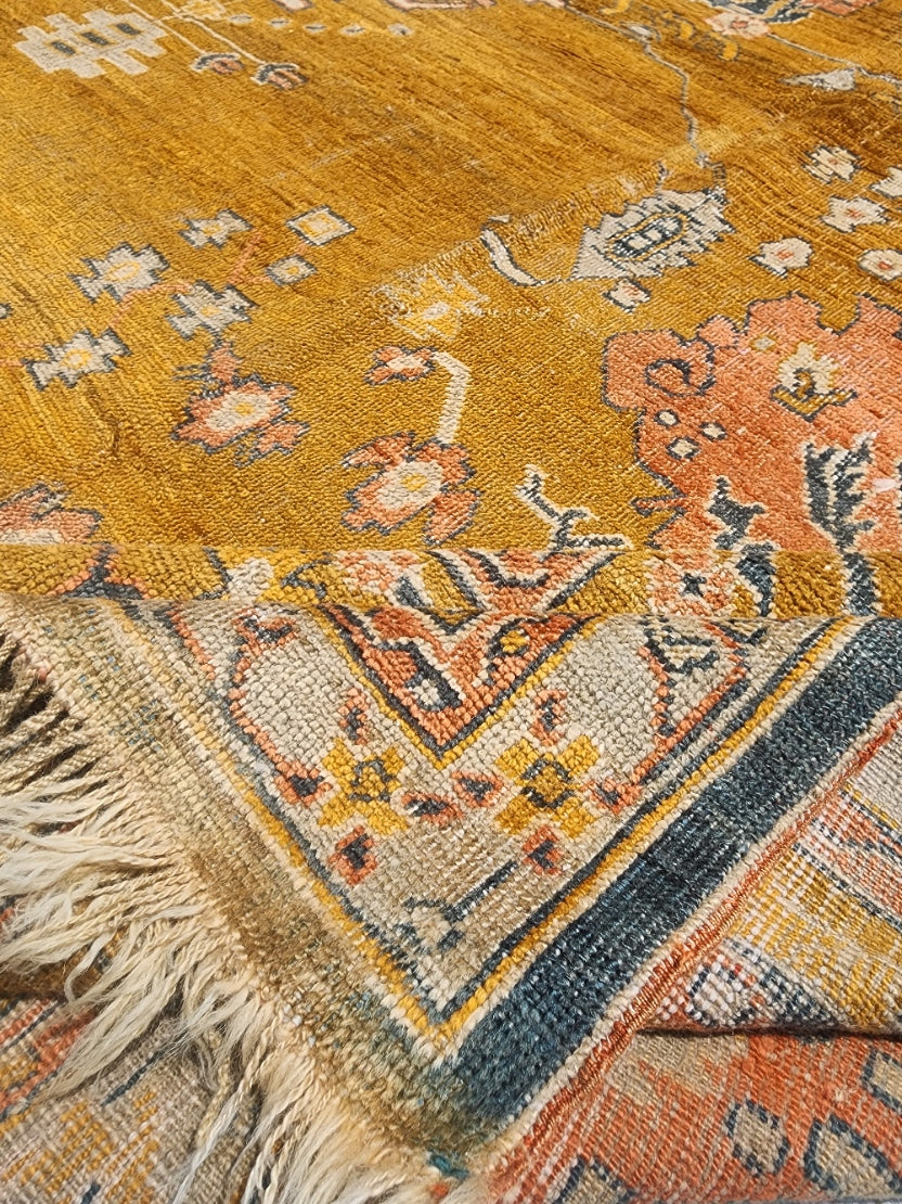 Large Antique Oushak Rug | Circa Early 20th Century | Handwoven Turkish Carpet (13 x 15.3)