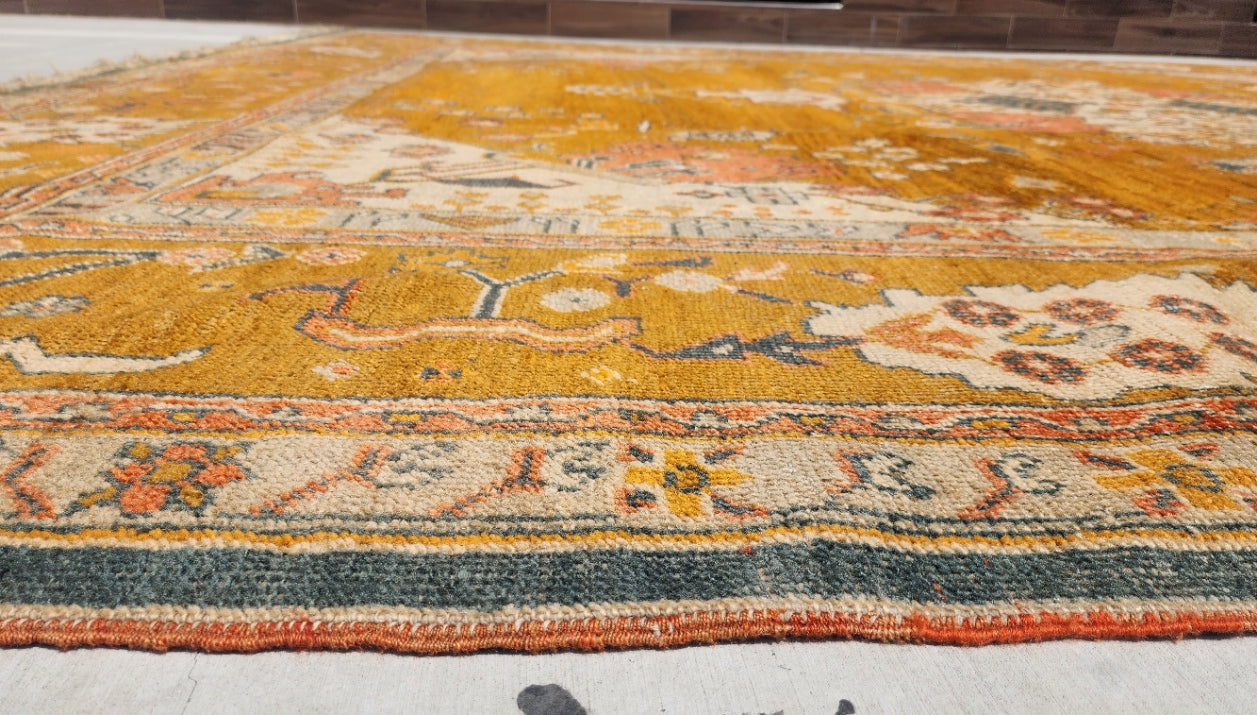 Large Antique Oushak Rug | Circa Early 20th Century | Handwoven Turkish Carpet (13 x 15.3)