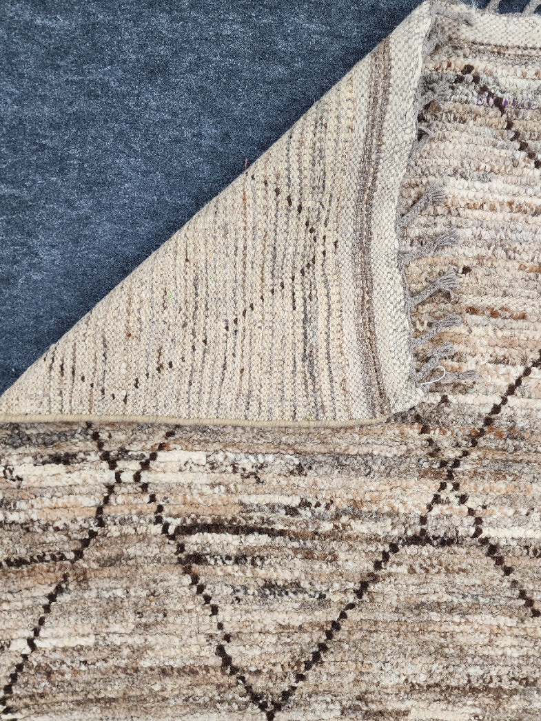 Moroccan Brown Runner Rug – Handwoven Berber Diamond Design, Size 2.6x11.4
