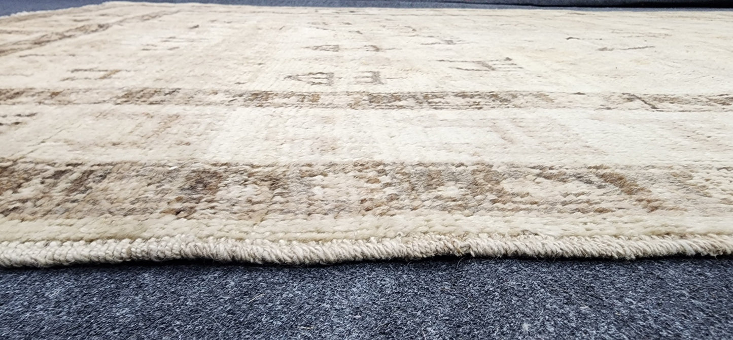 New Moroccan Neutral Color Tribal Gabbeh Design Rug with animal Motifs