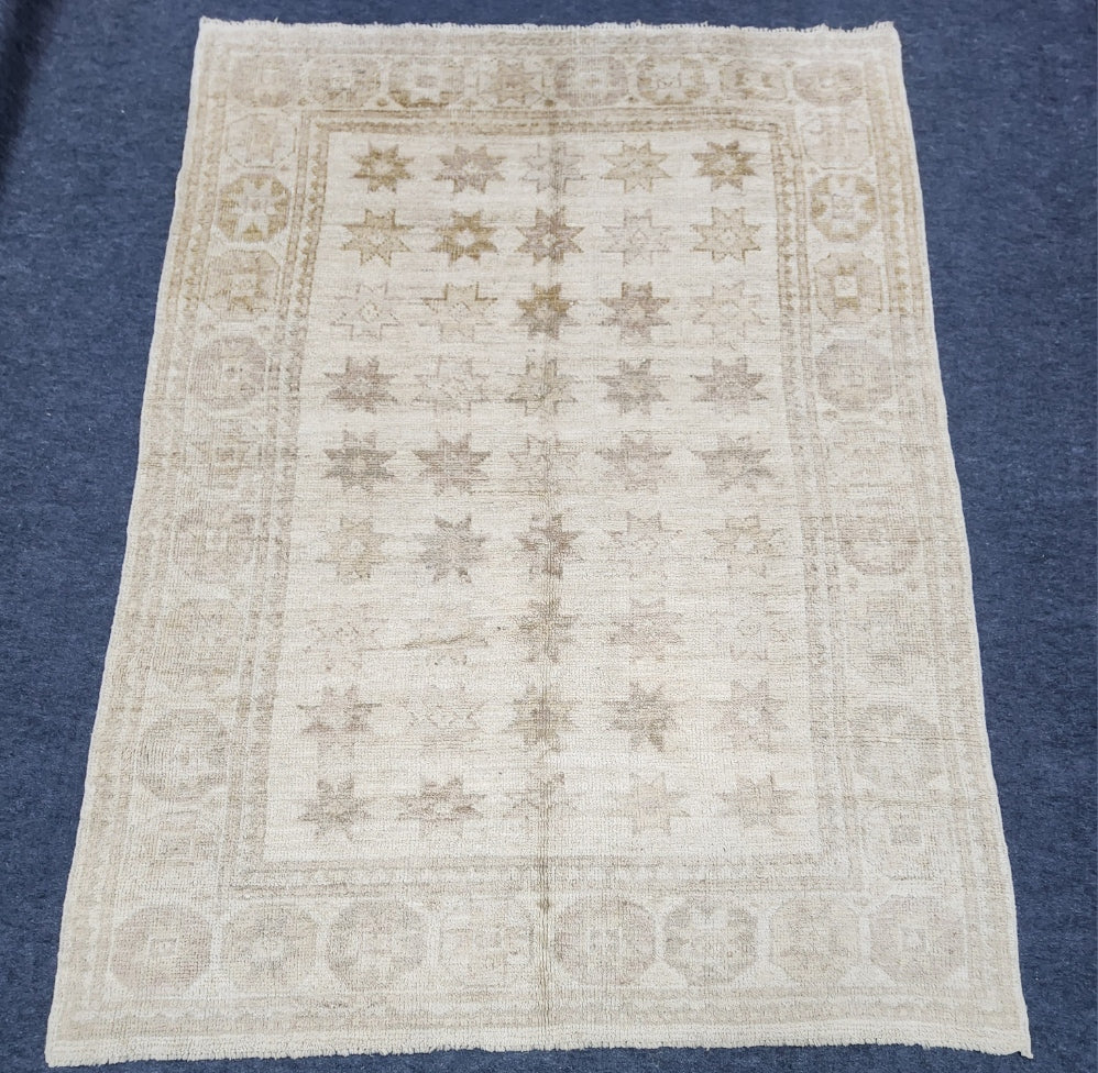 New Moroccan Neutral Color Tribal Kazak Design Rug