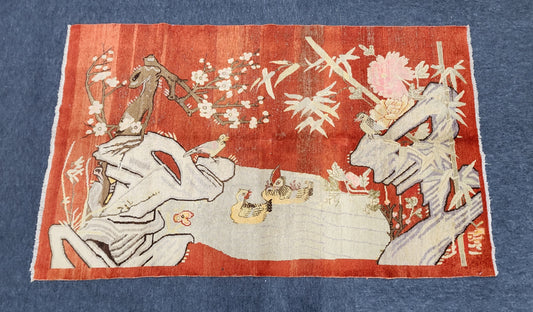 Antique Khotan Samarkand Rug Nature Scene Circa 1920