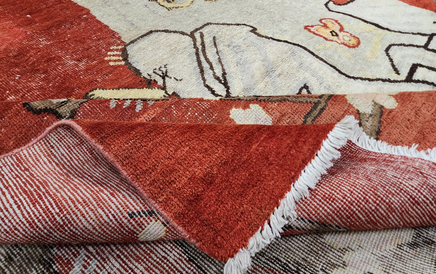 Antique Khotan Samarkand Rug Nature Scene Circa 1920