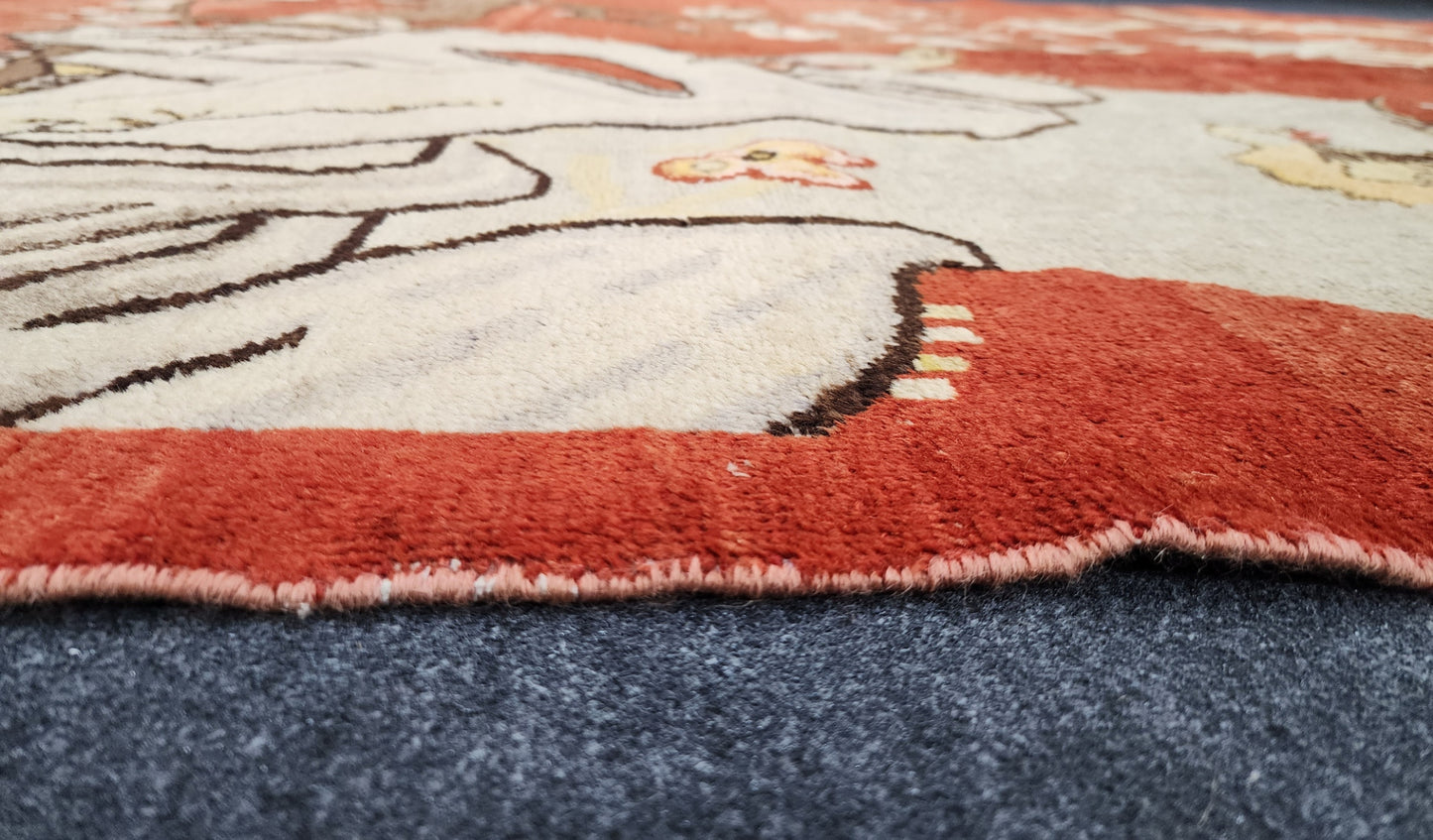 Antique Khotan Samarkand Rug Nature Scene Circa 1920