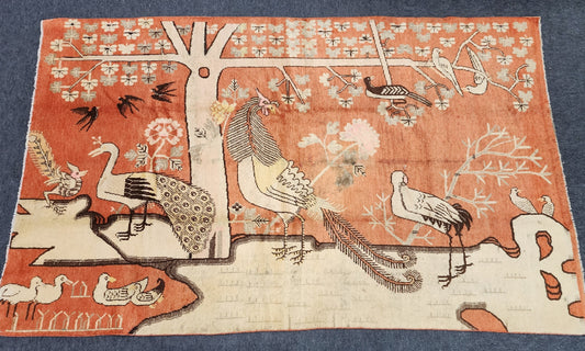 Antique Khotan Samarkand Rug Nature Scene Circa 1920