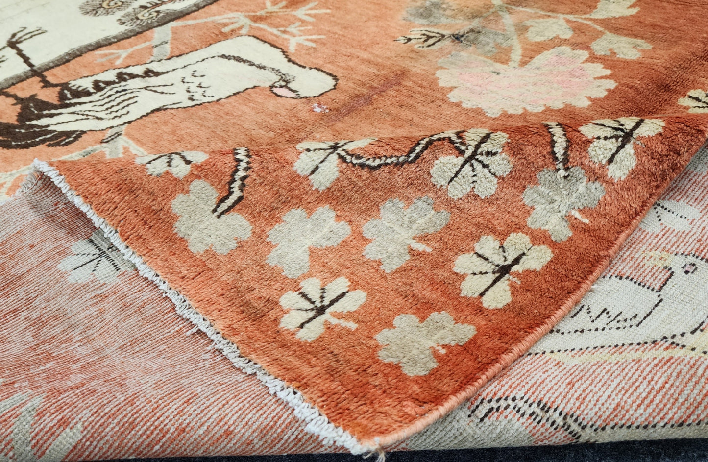 Antique Khotan Samarkand Rug Nature Scene Circa 1920