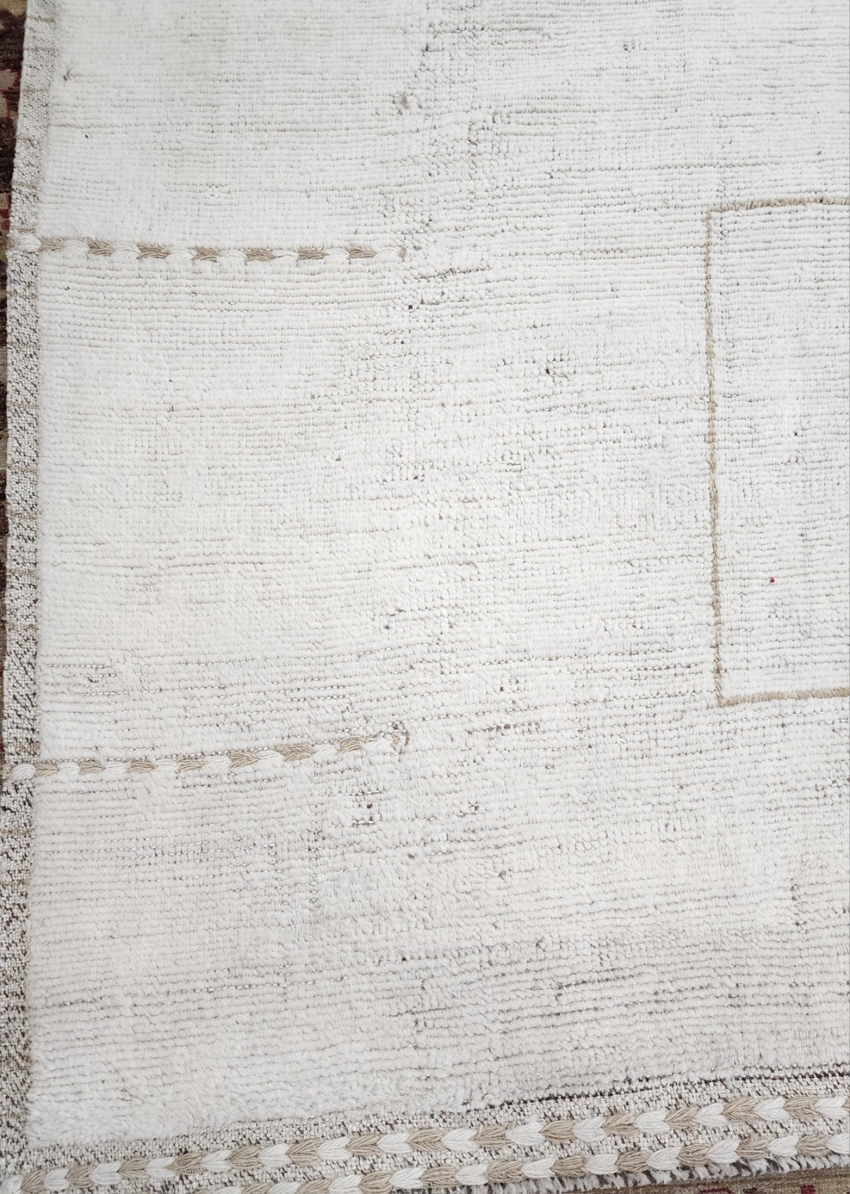 Moroccan Abstract Rug – Handwoven Minimalist Geometric Design, Size 9.3x12.8