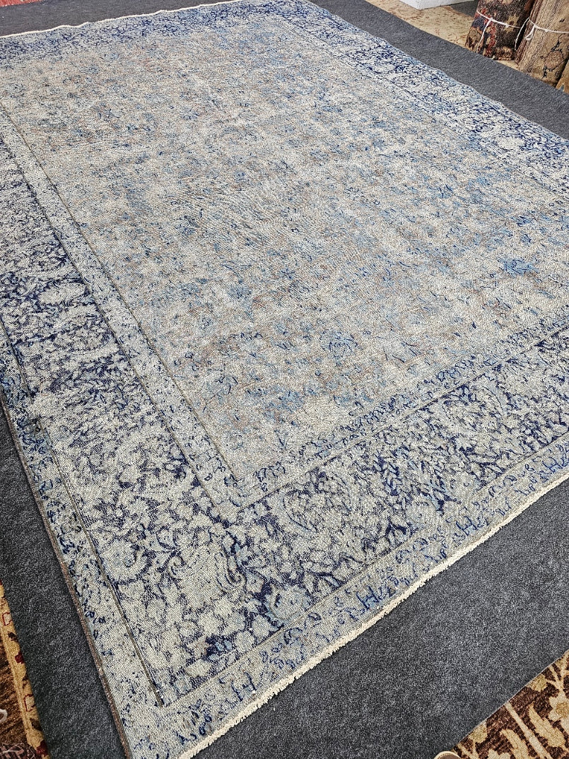 Blue Dream – 9.9 x 13 ft | Distressed Overdyed Persian Rug