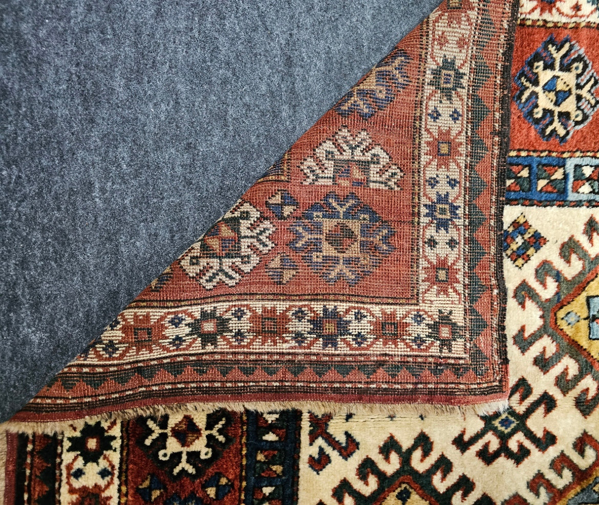 Collector's Antique Kazak Rug – Late 19th Century | 4 x 10 ft Full-Pile Caucasian Runner