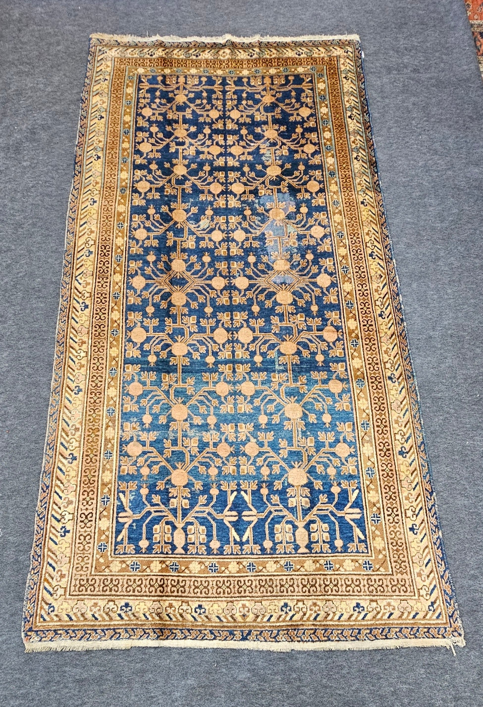 Antique Khotan Samarkand Rug – Circa 1920 | 5.9 x 11.7 ft Handwoven Wool Carpet