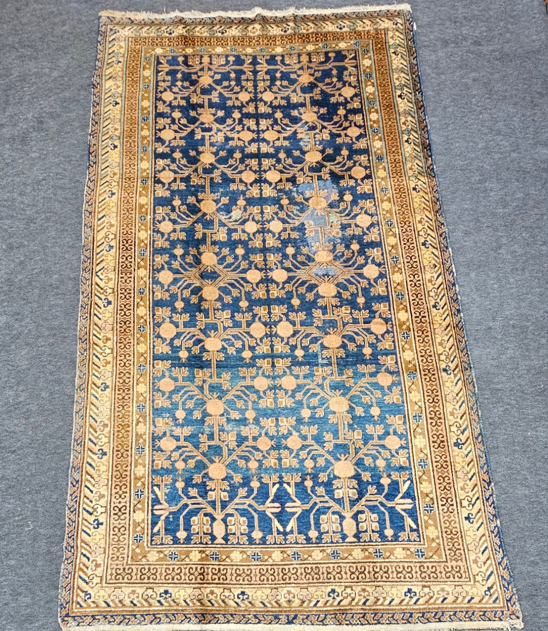 Antique Khotan Samarkand Rug – Circa 1920 | 5.9 x 11.7 ft Handwoven Wool Carpet