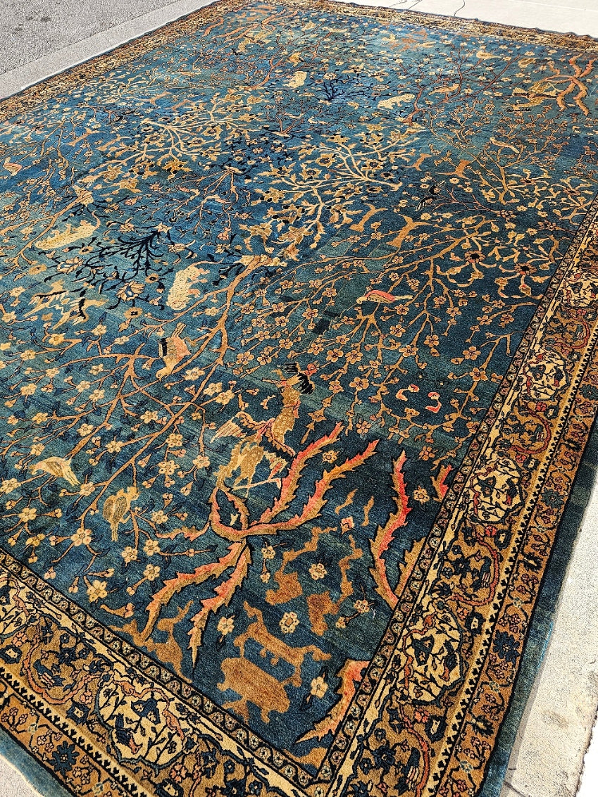 Antique Agra Persian Rug – Emerald Green Masterpiece (Circa 1900s) | 12' x 15'6"