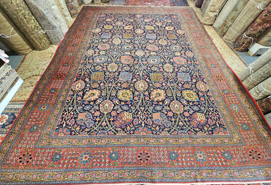 Antique Persian Tabriz Rug – Hand-Knotted Wool & Silk (10 x 14) (#10040)