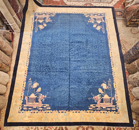 Antique Chinese Fette Rug – Hand-Knotted Wool (10 x 12) (#5991)