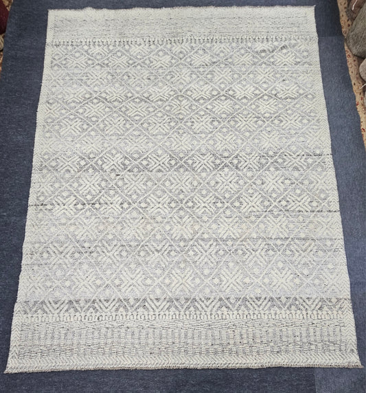 Handwoven Moroccan Rug - 8x10 | Geometric Tribal Design in Neutral Tones (#10252)