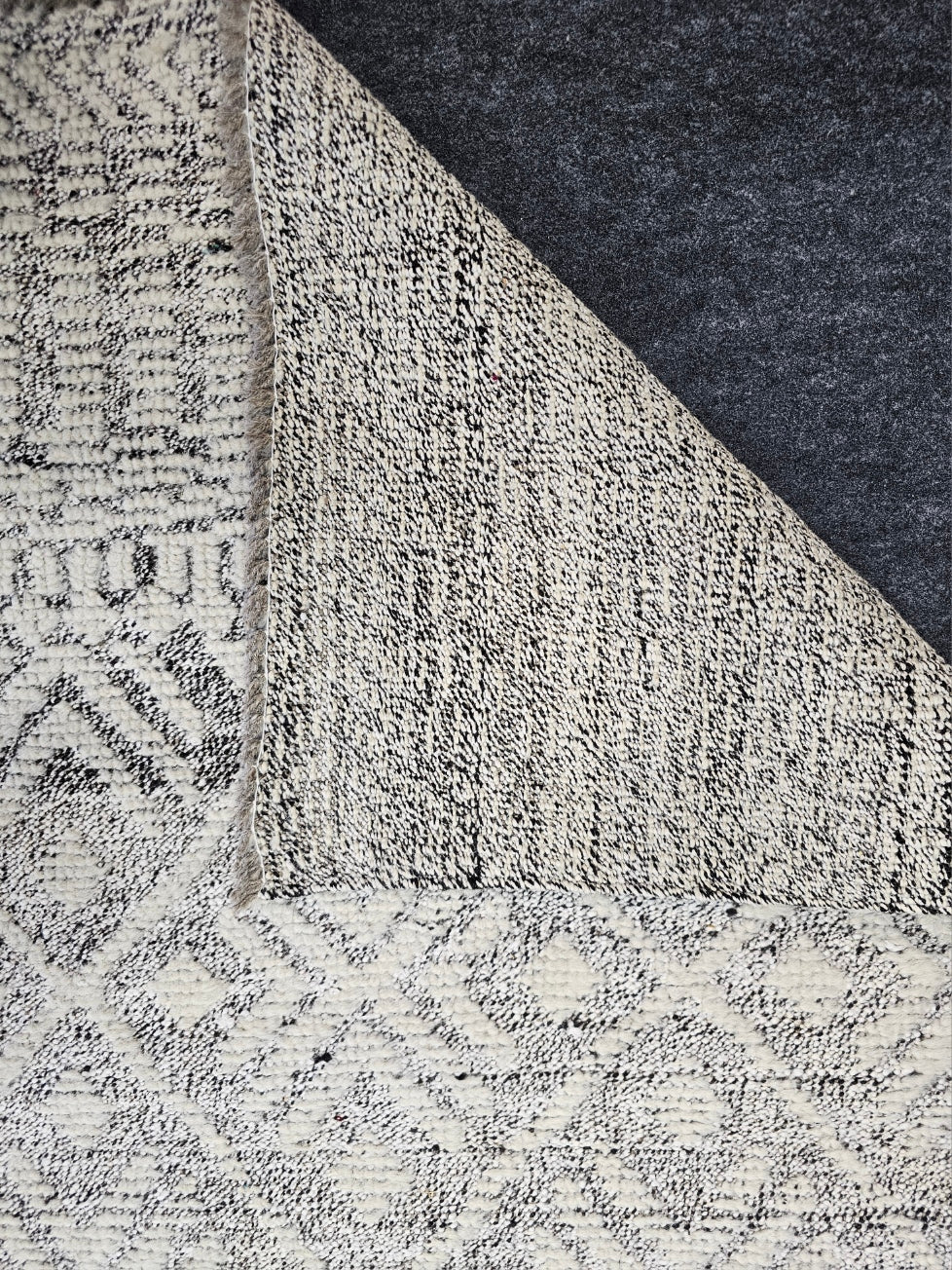 Handwoven Moroccan Rug - 8x10 | Geometric Tribal Design in Neutral Tones (#10252)