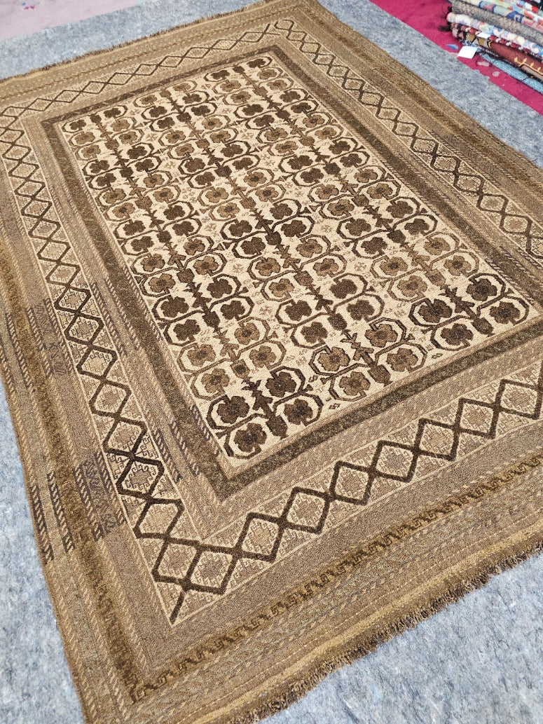 New Afghan Baluch Rug – 6.6 x 9 ft | Handwoven Tribal Wool Carpet (#5610)