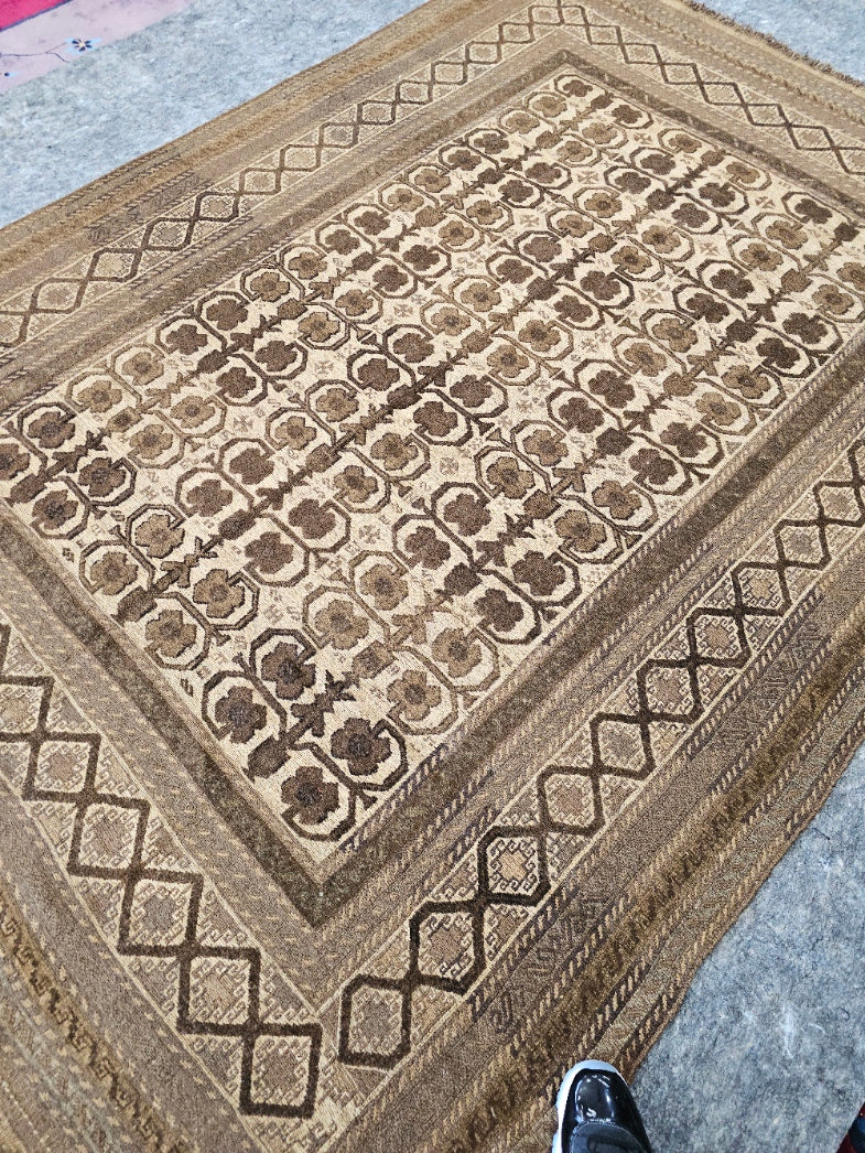 New Afghan Baluch Rug – 6.6 x 9 ft | Handwoven Tribal Wool Carpet (#5610)