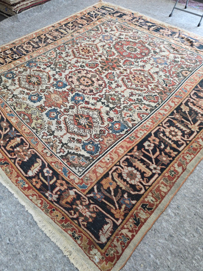 Antique Ziegler Sultanabad Persian Rug – Rare Square Handwoven Collector’s Piece (Circa 1920) | 8'9" x 9'