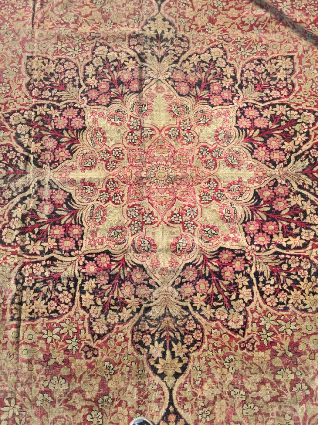 Antique Persian Kirman Rug – Hand-Knotted Wool Area Rug # 5961 (12 x 15) – Floral Medallion Design (Copy)