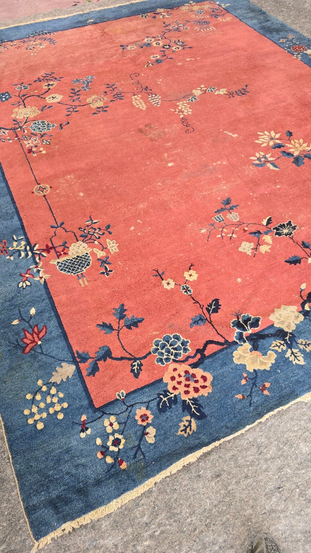 Antique Chinese Peking Rug | Handwoven Wool Carpet | Circa Early 20th Century (9 x 11.8)