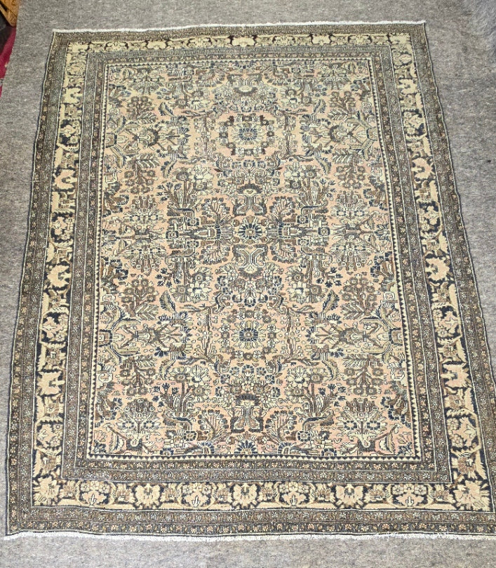 Antique Persian Hamadan Rug – Hand-Knotted Wool (8.10 x 11.6) – Neutral Tones #10387