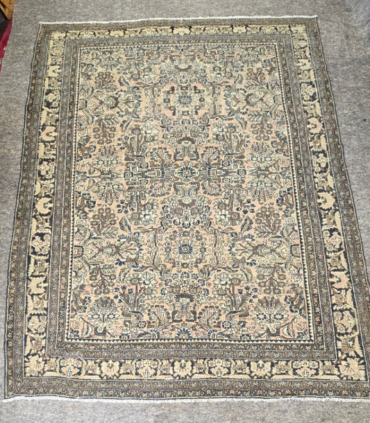 Antique Persian Hamadan Rug – Hand-Knotted Wool (8.10 x 11.6) – Neutral Tones #10387