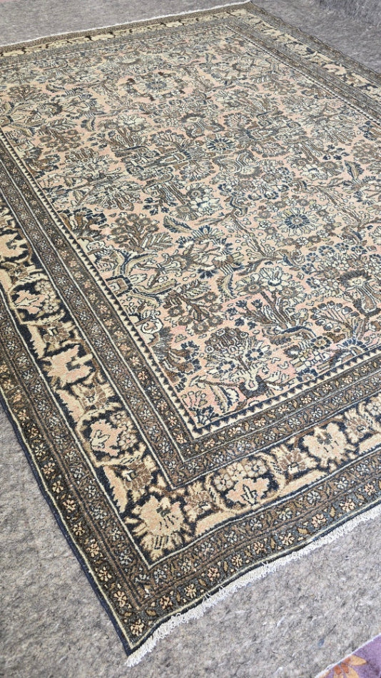 Antique Persian Hamadan Rug – Hand-Knotted Wool (8.10 x 11.6) – Neutral Tones #10387