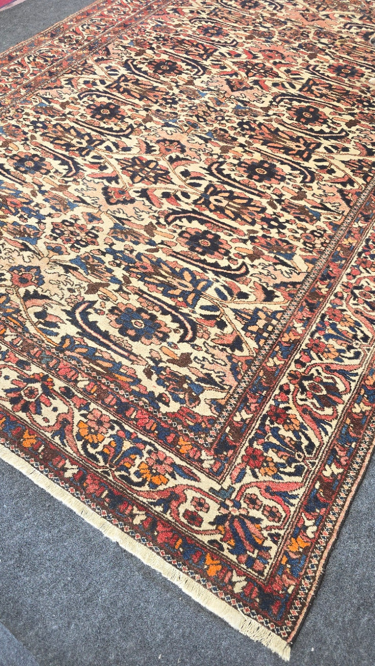 Antique Bakhtiari Rug | Handwoven Persian Wool Carpet (7.3x10.1) (26138)