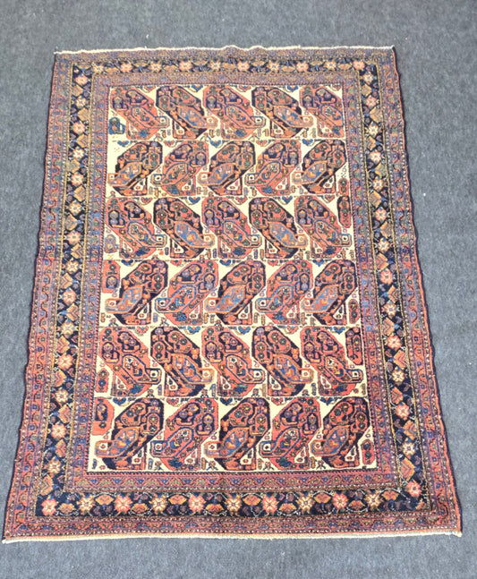 Antique Afshar Rug – Handwoven Tribal Persian Wool Carpet (5.3 x 7.3 ft) (20493)
