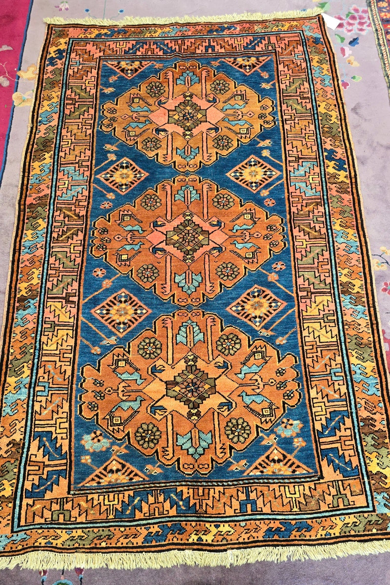 Antique Karabagh Rug – Handwoven Caucasian Wool Carpet (4.2 x 6.6)