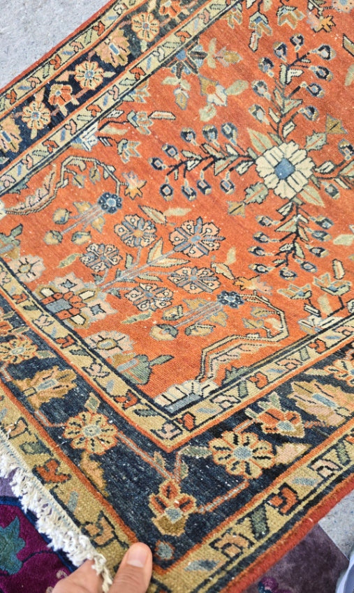 Antique Persian Malayer Runner – Hand-Knotted Hallway Rug (3.4 x 15.1) #10428