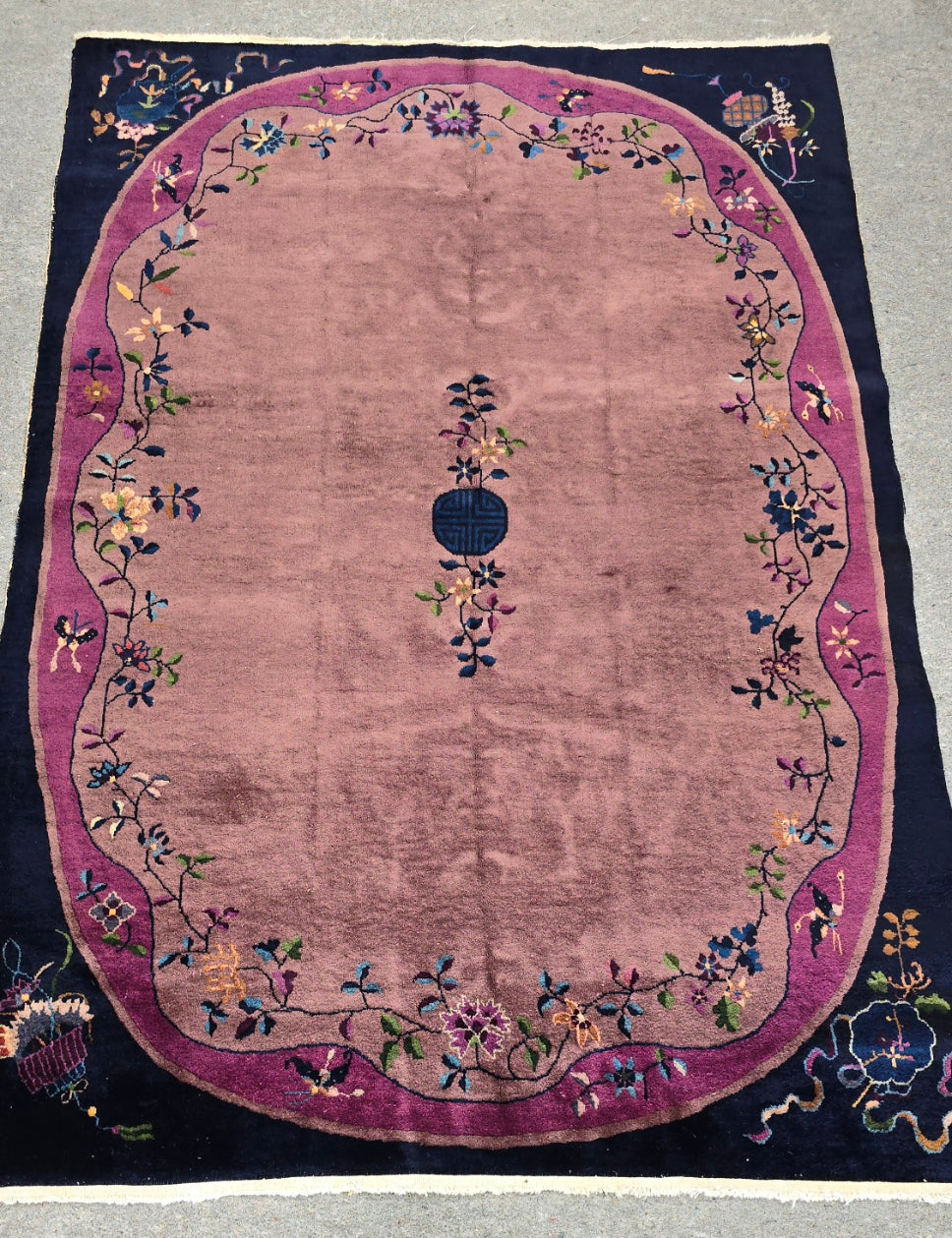 1920s Art Deco Nichols Chinese Rug 6 x 8.7 (10437)