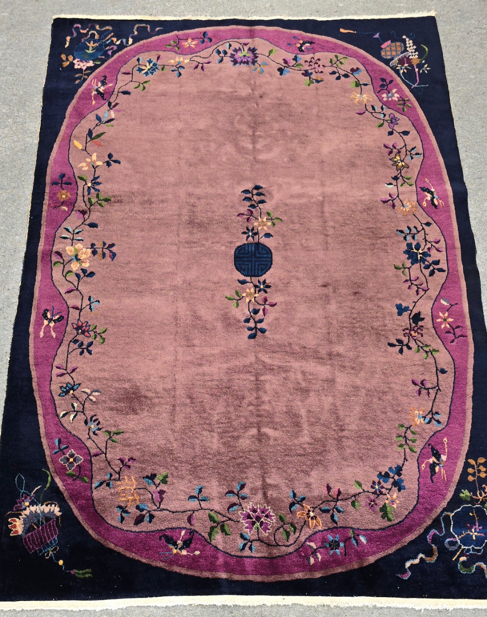 1920s Art Deco Nichols Chinese Rug 6 x 8.7 (10437)