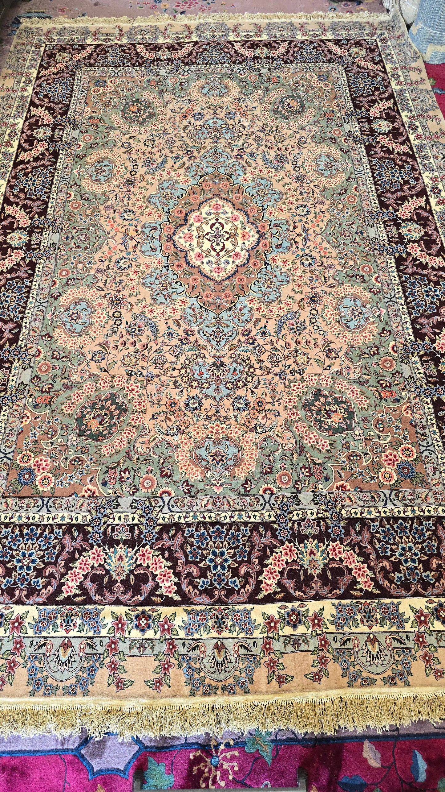 Antique Persian Tabriz Rug – Hand-Knotted Floral Area Rug 9X12