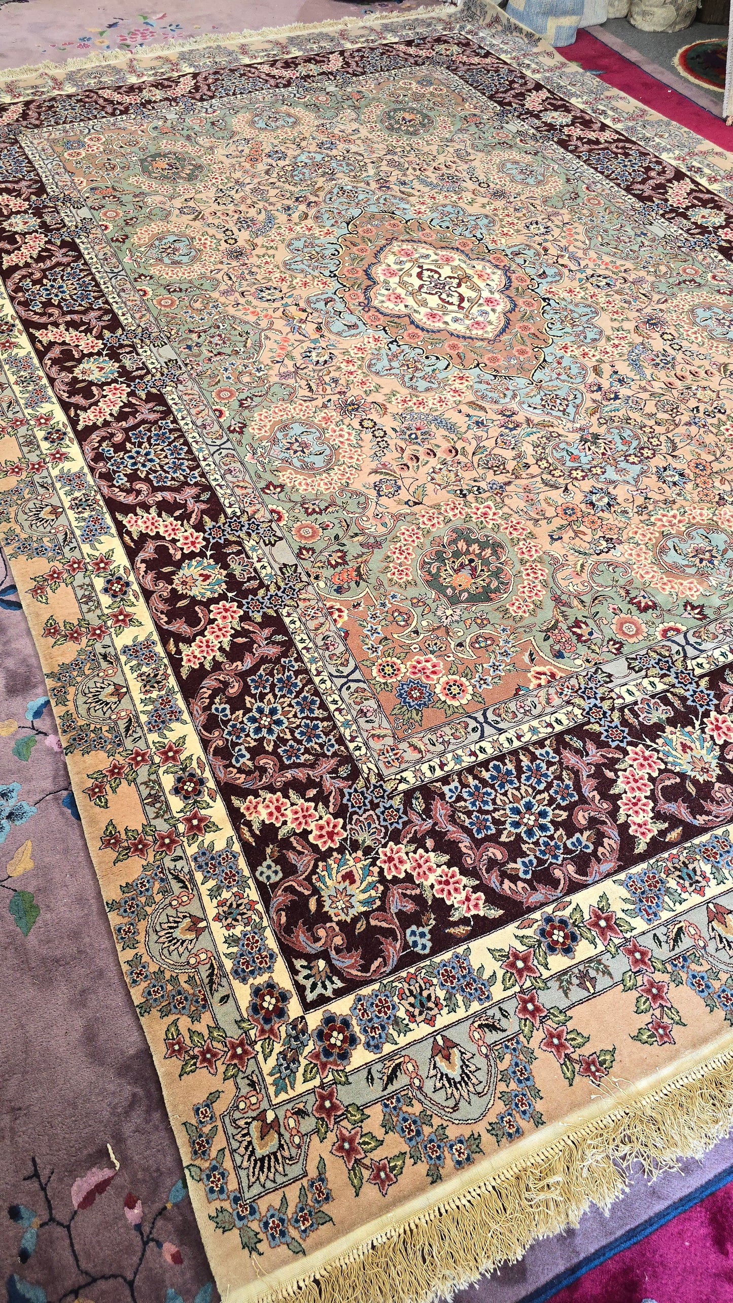 Antique Persian Tabriz Rug – Hand-Knotted Floral Area Rug 9X12