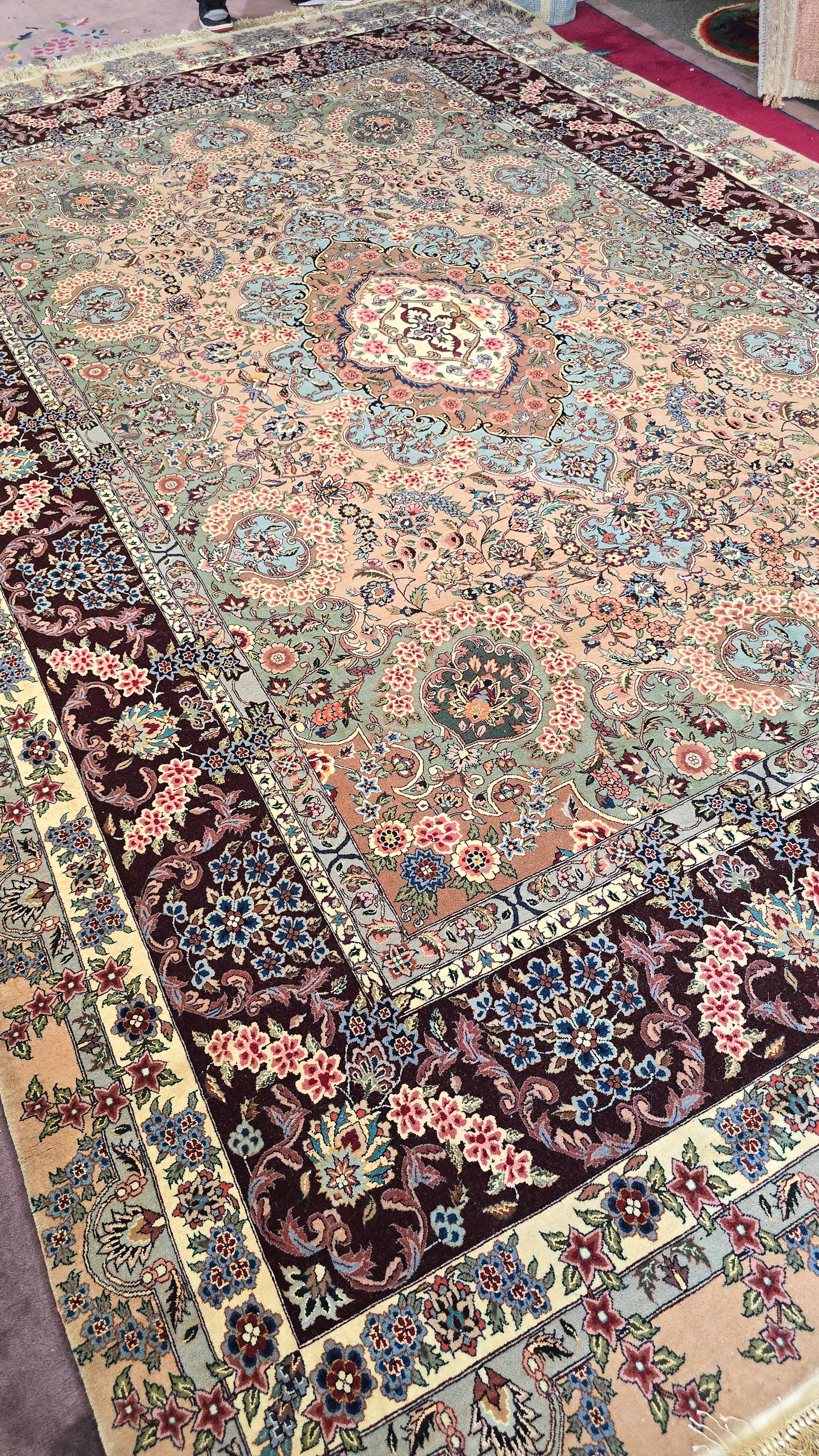 Antique Persian Tabriz Rug – Hand-Knotted Floral Area Rug 9X12