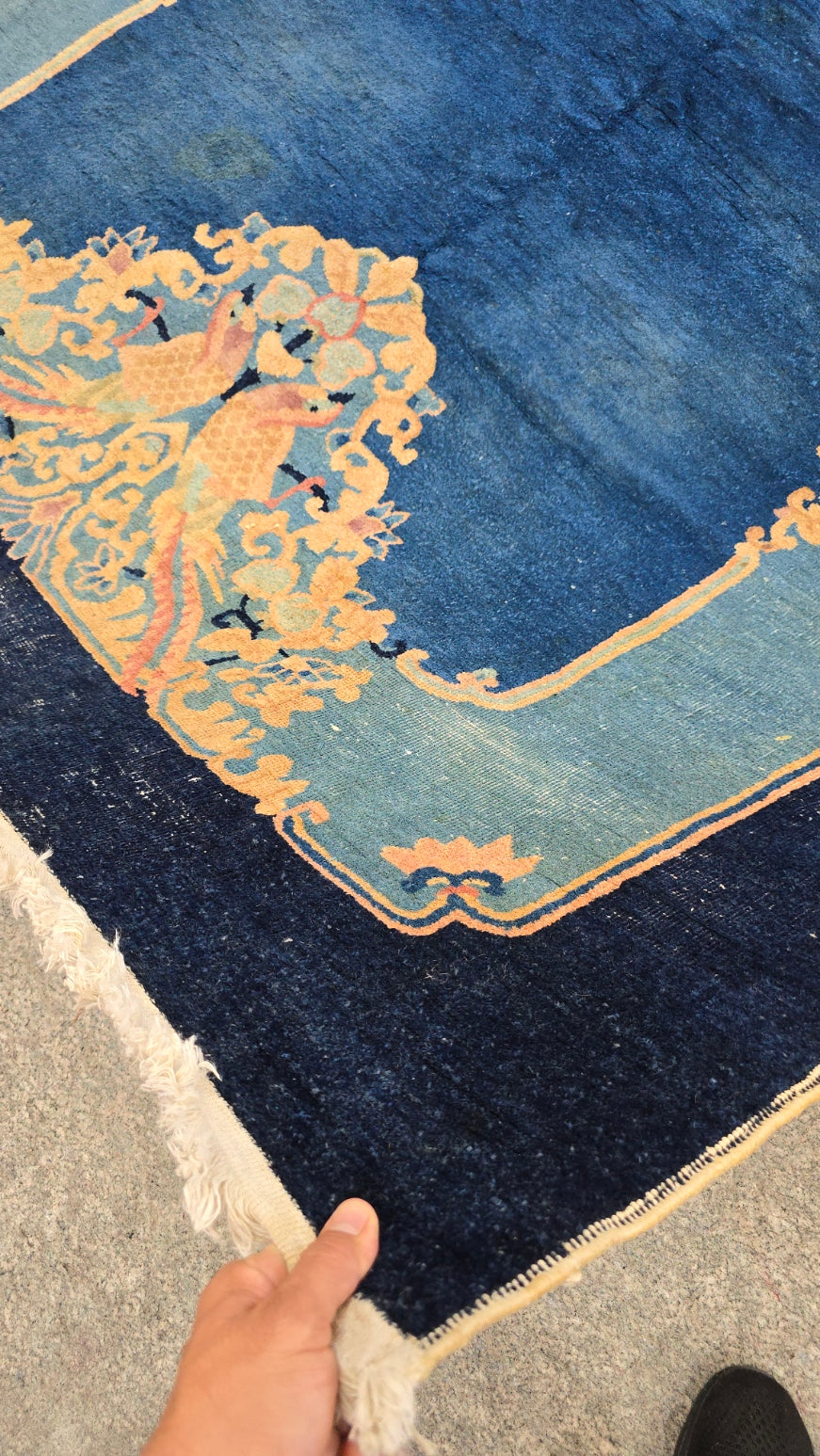 Antique Chinese Fette Rug | Handwoven Wool Art Deco Carpet | Circa 1920s-1930s (6 x 8.8) (#10445)