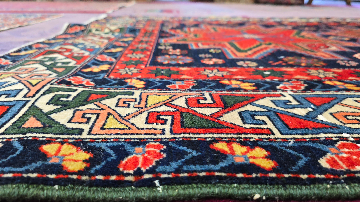 Antique Kazak Rug –Circa 1940| 4.3 x 6 ft Full-Pile Caucasian Rug