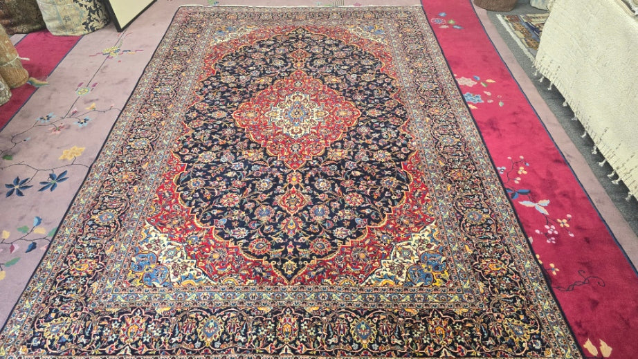 Vintage Large Persian Kashan Rug – 7.3 x 10.8