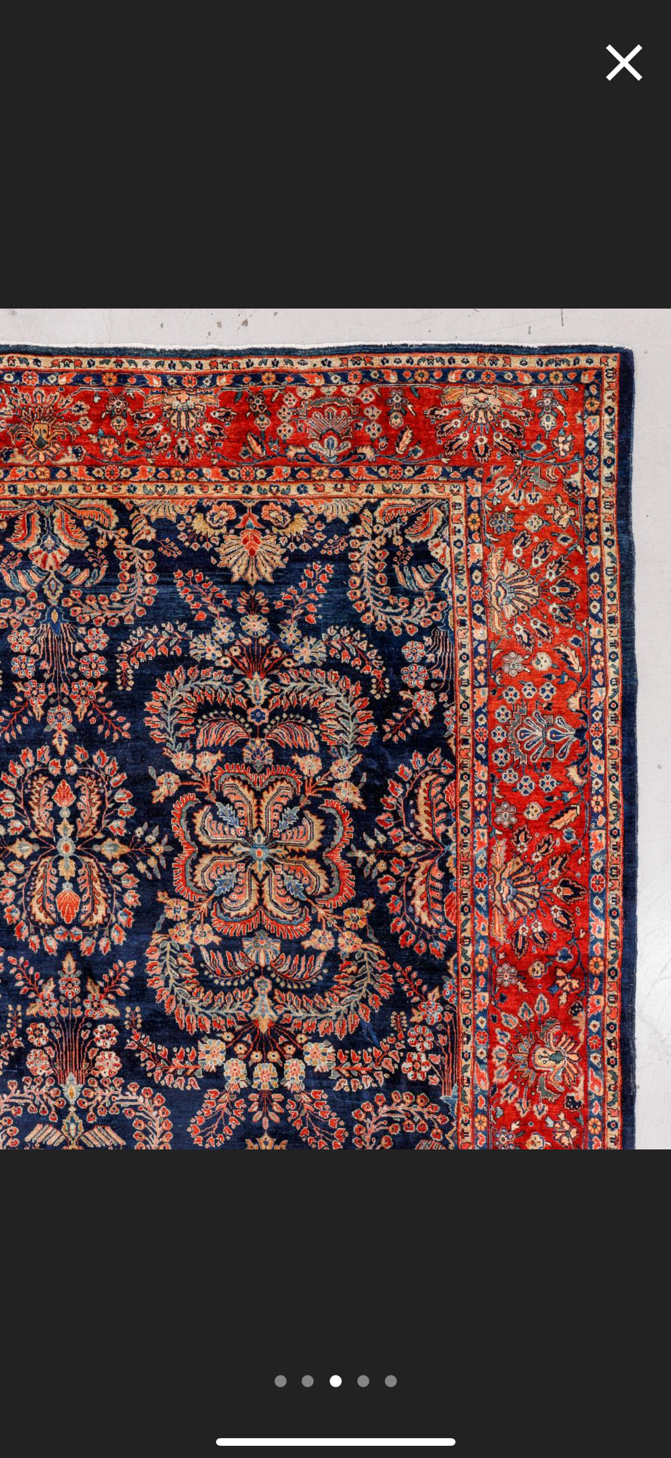 Antique Blue Mahajaran Sarouk Rug – Hand-Knotted Persian Wool, 6.7x10 ft – Rare Navy Floral Design